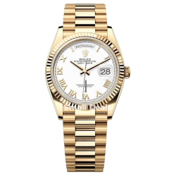 Rolex Day-Date 40 mm Or Blanc - Cadran Noir Diamants - Étanche 100 m