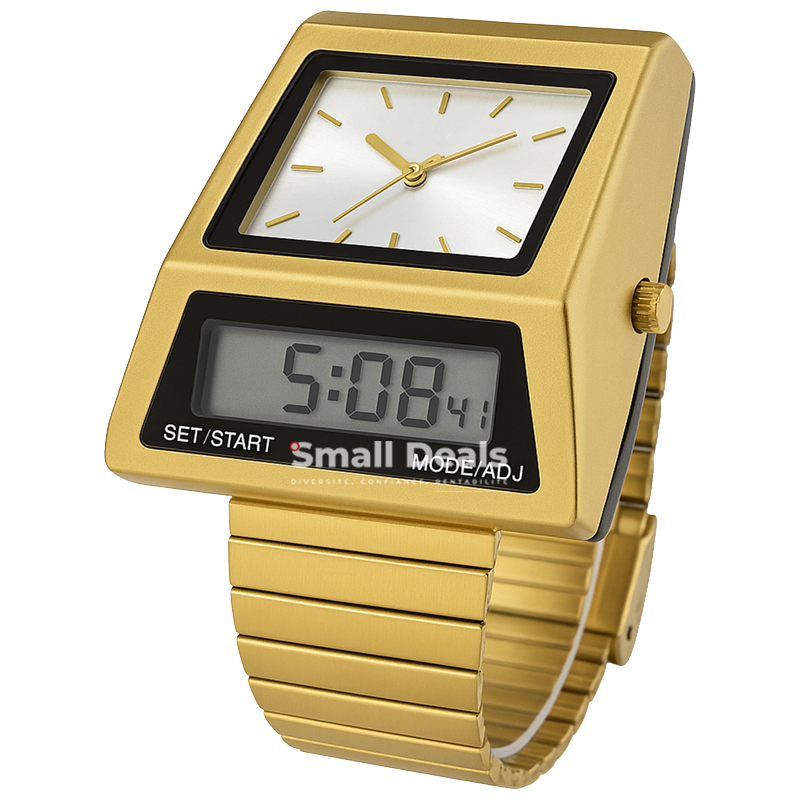 Montre FUSILI Double Affichage Rétro Doré pour Homme – Style Vintage Montre FUSILI Double Affichage Rétro Doré pour Homme – Style Vintage