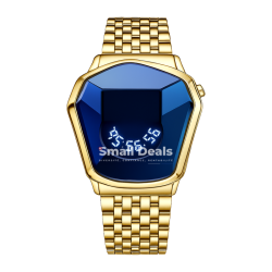 Montre Diesel LED Rotative Vision Dorée–Cadran Miroir Bleu–Étanche 30m