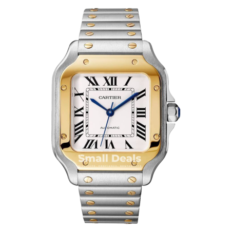 Montre Cartier Santos Iced Out 40mm– Argentée avec Strass–Édition Luxe