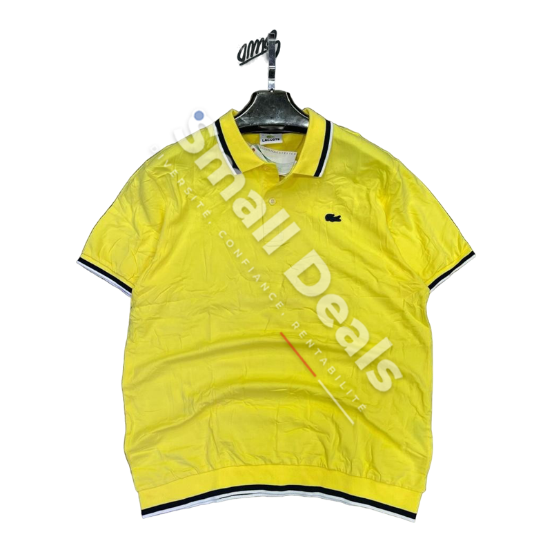 Polo Homme Lacoste Jaune ou Gris – Col Contrasté, Look Sport Chic Polo Homme Lacoste Jaune ou Gris – Col Contrasté, Look Sport Chic