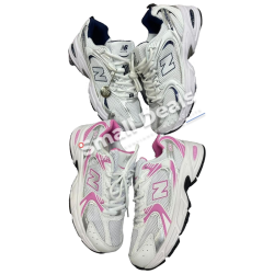 New Balance 530 Homme Blanc Argent Rose Fuchsia–Baskets -Amorti ABZORB