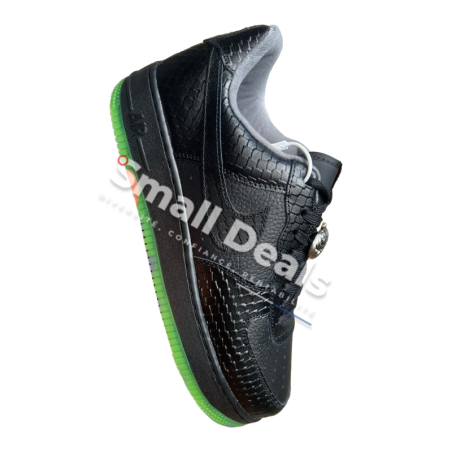 Nike Air Force 1 Low– Noir Croco Semelle Verte & Marron Foncé / Orange