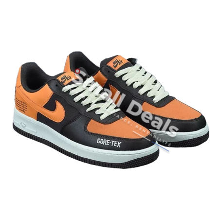 Nike Air Force 1 Low– Noir Croco Semelle Verte & Marron Foncé / Orange