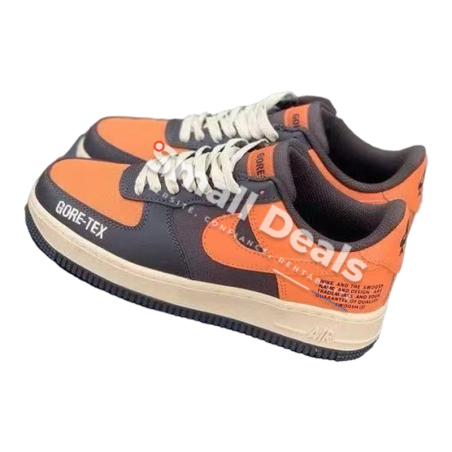 Nike Air Force 1 Low– Noir Croco Semelle Verte & Marron Foncé / Orange