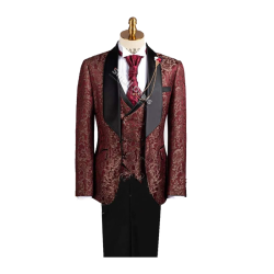 Costume Daro Uomo DRV8231-5 Bourgogne Brodé & Satin Noir – Homme Chic