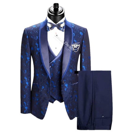 Costume Homme Daro Uomo DRV8008 – 3 Pièces – Splash Royal Bleu – Élégance Artistique et Moderne