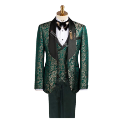 Costume Brocart Vert Daro Uomo DRV611-18 – 3 Pièces Mariage Homme