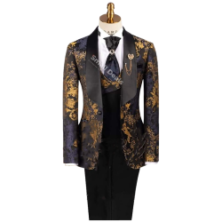 Costume Baroque Homme Daro Uomo DRV8232-2 – Or et Bleu Nuit - ELEGANCE