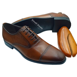 John Foster Richelieu Homme –Cognac Deluxe Grainé–en Cuir Marron Foncé