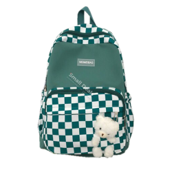 Sac à dos Fashion grande taille vert à carreaux blanc et vert