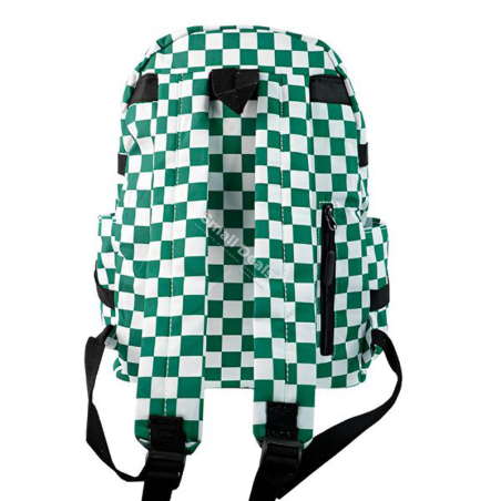Sac à dos Fashion grande taille vert à carreaux blanc et vert
