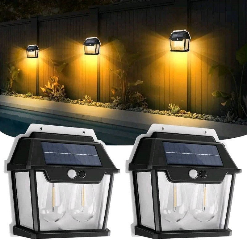 Lampe de murail au solaire à deux ampoules Lampe de murail au solaire à deux ampoules
